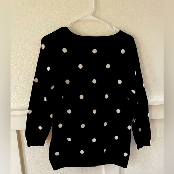 EUC Basic Edition black and white polka dot sweater size small - Picture 2 of 4